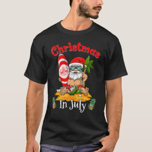 Christmas In July  Surfing Santa Summer Beach Vaca T-Shirt