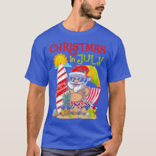 Christmas In July Surfing Santa Summer Beach Vacat T-Shirt