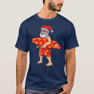 Christmas in July Surfing Santa With Summer Hawaii T-Shirt