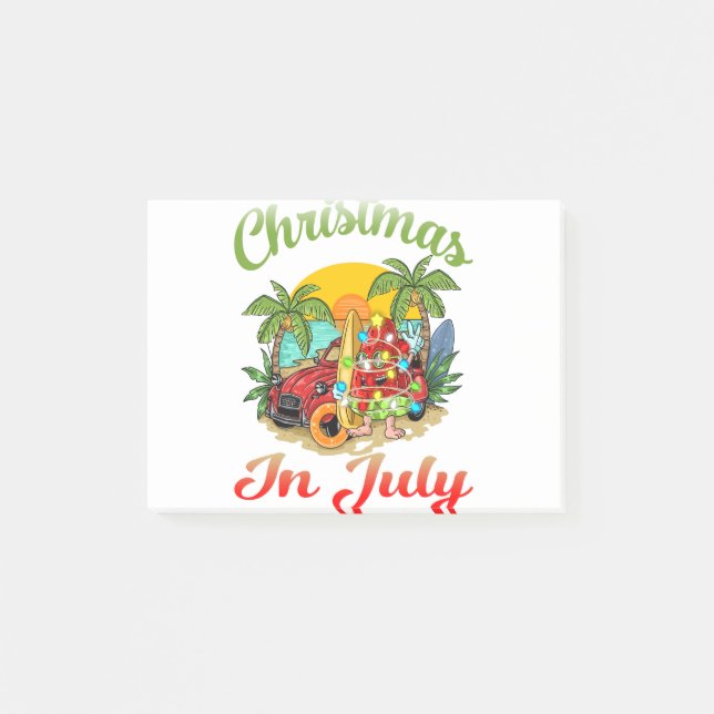 Christmas in July Surfing Summer Watermelon Post-it Notes (Front)