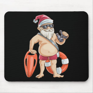 Christmas In July T Shirt Funny Santa Floatie Summ Mouse Pad