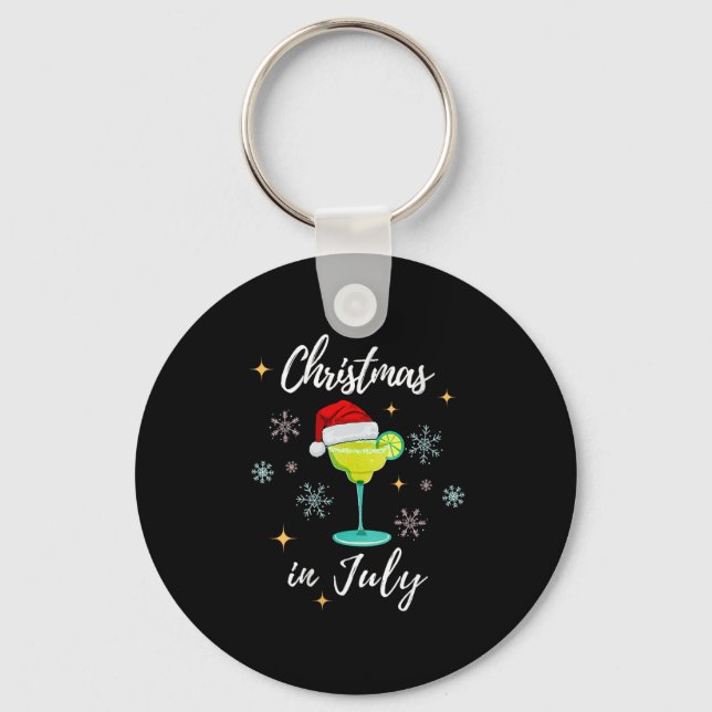 Christmas In July Tail Santa Hat Summer Women Men  Keychain (Front)