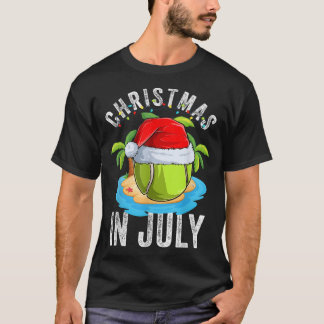 Christmas in July Tennis Santa Hat Summer Party Va T-Shirt