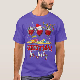 Christmas in July Three Glass Of Red Wine Summer 2 T-Shirt