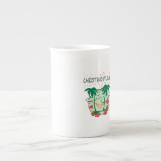 Christmas in July Tropical Colorful Christmas Tree Bone China Mug