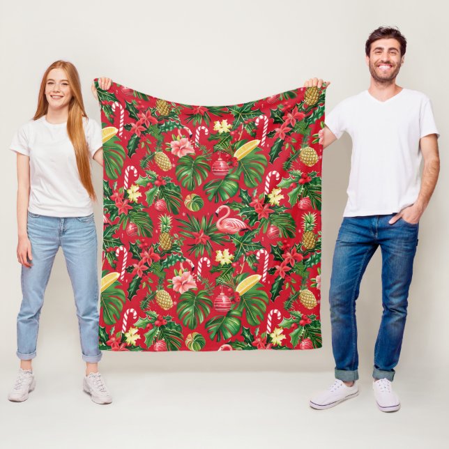Christmas in July Tropical Pattern Fleece Blanket (In Situ)