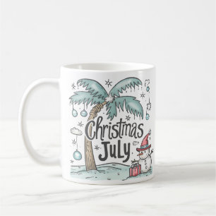 Christmas in July Tropical Snowman Palm Tree gift Coffee Mug