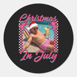 Christmas In July Trump Funny Chillin Santa Hawai Classic Round Sticker