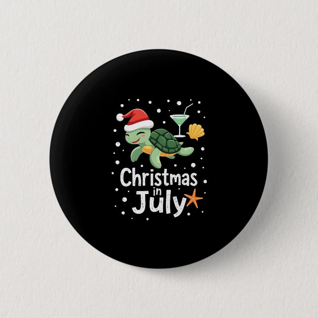 Christmas In July Turtle Summer Xmas Tortoise Wome 2 Inch Round Button (Front)