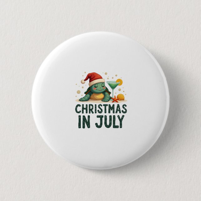 Christmas In July Turtle Summer Xmas Tortoise Wome 2 Inch Round Button (Front)