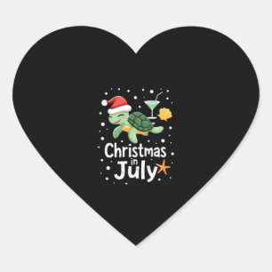 Christmas In July Turtle Summer Xmas Tortoise Wome Heart Sticker