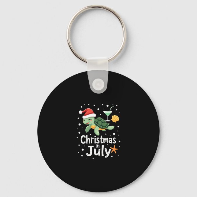 Christmas In July Turtle Summer Xmas Tortoise Wome Keychain (Front)
