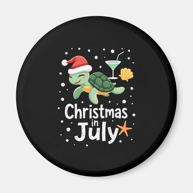 Christmas In July Turtle Summer Xmas Tortoise Wome Magnet (Front)