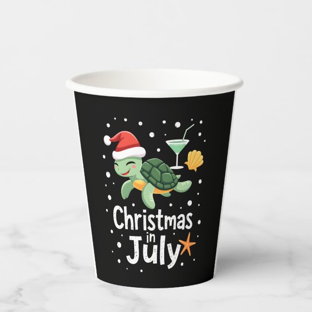 Christmas In July Turtle Summer Xmas Tortoise Wome Paper Cups (Front)