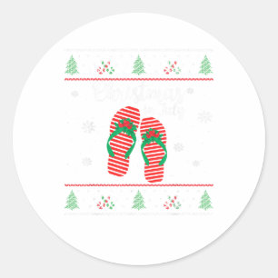 Christmas In July Ugly Christmas Summer Flip Flops Classic Round Sticker