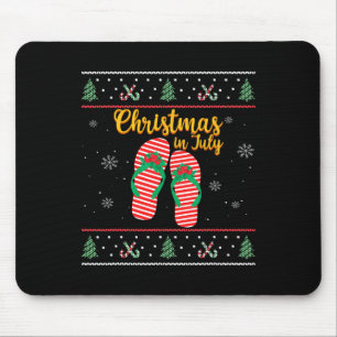 Christmas In July Ugly Christmas Summer Flip Flops Mouse Pad