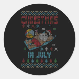 Christmas In July Ugly Christmas Sweater Style San Classic Round Sticker