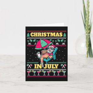 Christmas In July Ugly Sweater Santa Summer Card