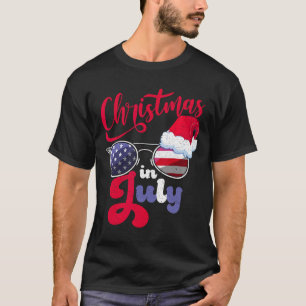 Christmas In July Usa Americain Sungles Santa Hat T-Shirt
