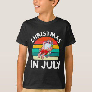 Christmas In July Vintage Santa Hawaiian Surfing S T-Shirt