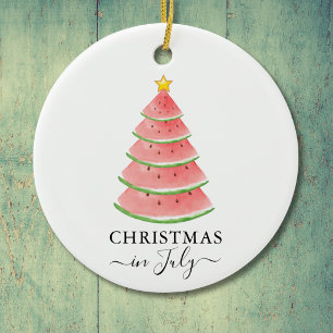 Christmas In July Watermelon Ceramic Ornament
