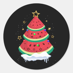 Christmas In July Watermelon Christmas Tre Summer Classic Round Sticker