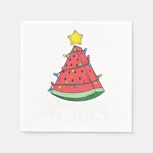 Christmas In July Watermelon Flamingo Xmas Tree Su Napkin