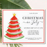 Christmas in July Watermelon Party Invitation Flyer<br><div class="desc">Please note that this invitation is on flyer paper and very thin. Envelopes are not included. For thicker cards ( same design ) please visit our store. This Christmas in July Party Invitation Flyer is decorated with a red watercolor watermelon Christmas tree. Easily customizable. Use the Design Tool to change...</div>