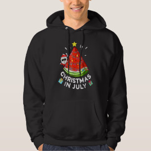 Christmas In July Watermelon Santa Summer Tree Hoodie