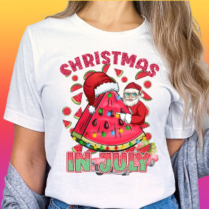 Christmas in July Watermelon Santa-Tropical-Summer T-Shirt
