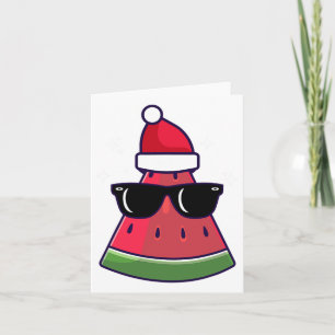 Christmas In July Watermelon Summer Santa Xmas Cut Card