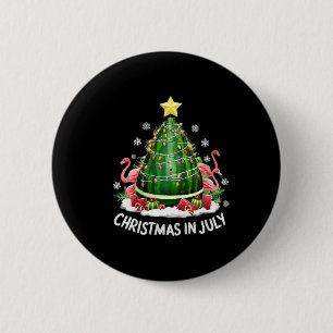 Christmas In July Watermelon Tree Funny Flamingo X 2 Inch Round Button