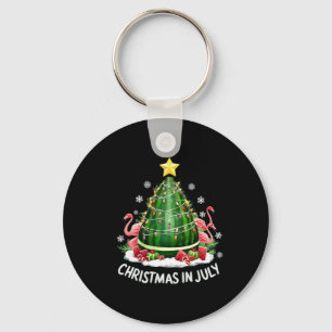 Christmas In July Watermelon Tree Funny Flamingo X Keychain