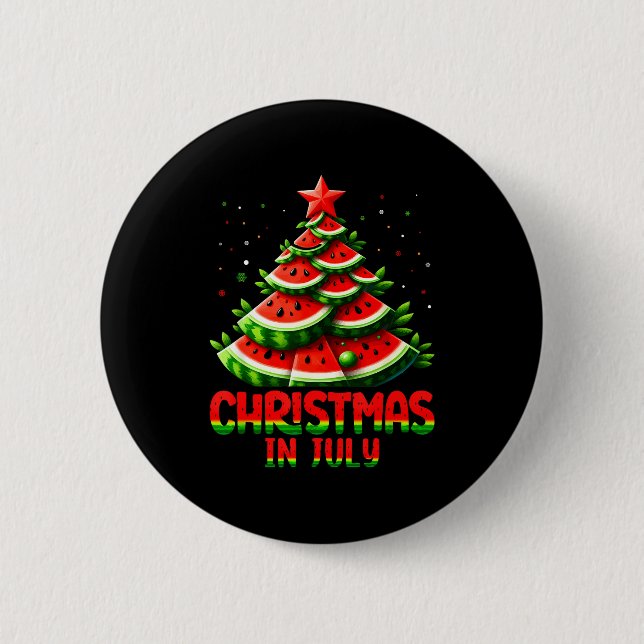 Christmas In July Watermelon Tree Summer Mens Wome 2 Inch Round Button (Front)