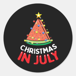 Christmas In July Watermelon Xmas Tree Men Women K Classic Round Sticker