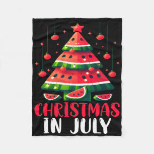 Christmas In July Watermelon Xmas Tree Mens Womens Fleece Blanket