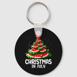 Christmas In July Watermelon Xmas Tree Mens Womens Keychain