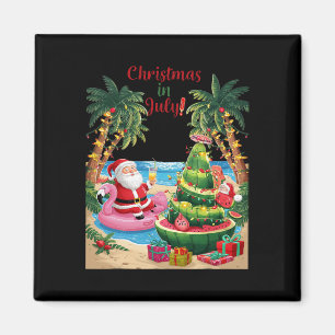 Christmas In July Watermelon Xmas Tree Santa Beach Magnet