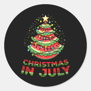 Christmas In July Watermelon Xmas Tree Summer  Classic Round Sticker