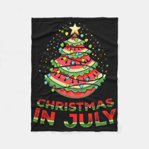 Christmas In July Watermelon Xmas Tree Summer  Fleece Blanket