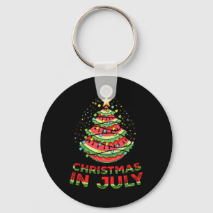 Christmas In July Watermelon Xmas Tree Summer Keychain
