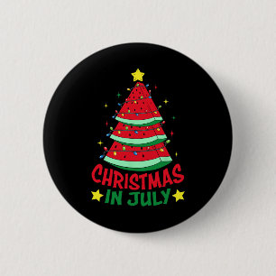 Christmas In July Watermelon Xmas Tree Summer Men 2 Inch Round Button