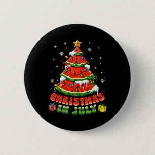 Christmas In July Watermelon Xmas Tree Summer Men 2 Inch Round Button