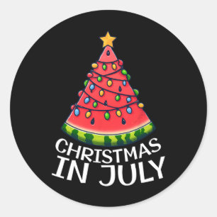 Christmas In July Watermelon Xmas Tree Summer Men Classic Round Sticker