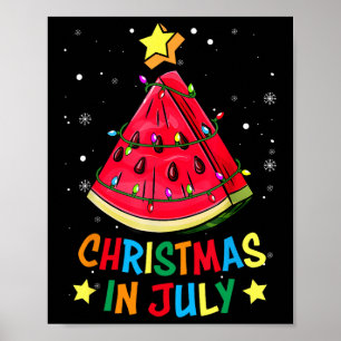 Christmas In July Watermelon Xmas Tree Summer Men  Poster