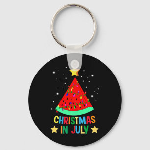 Christmas In July Watermelon Xmas Tree Summer Vaca Keychain