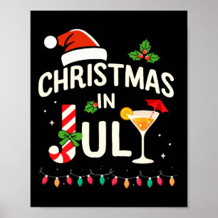 Christmas In July With Candy Cane For Summer Beach Poster