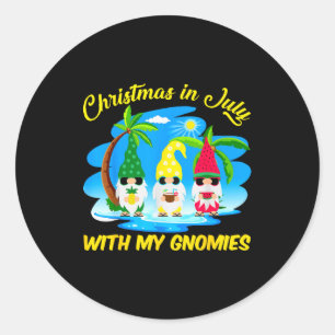 Christmas In July With My Gnomies Beach Summer Chr Classic Round Sticker