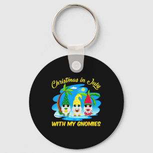 Christmas In July With My Gnomies Beach Summer Chr Keychain