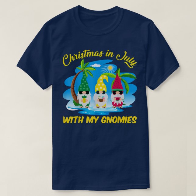 Christmas In July With My Gnomies Beach Summer Chr T-Shirt (Design Front)